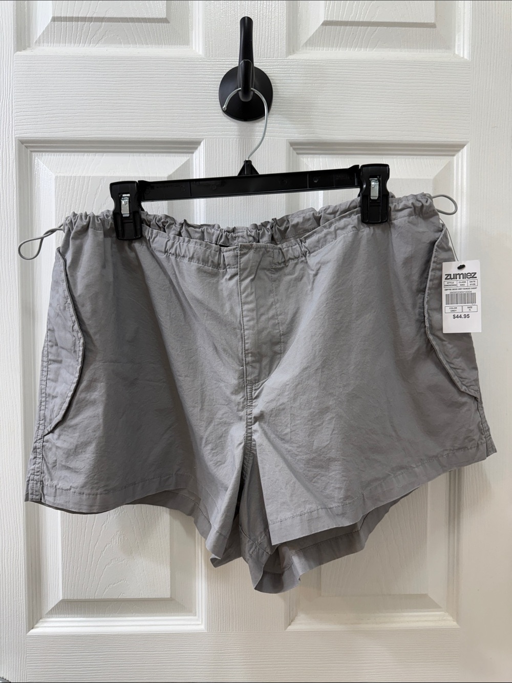 Light Gray Athletic Women's Shorts with Elastic Waist